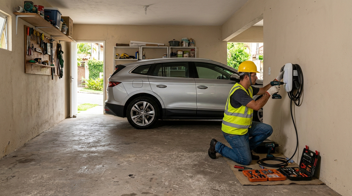 Instalacao de carregador de carro eletrico residencial em Taubaté‑SP