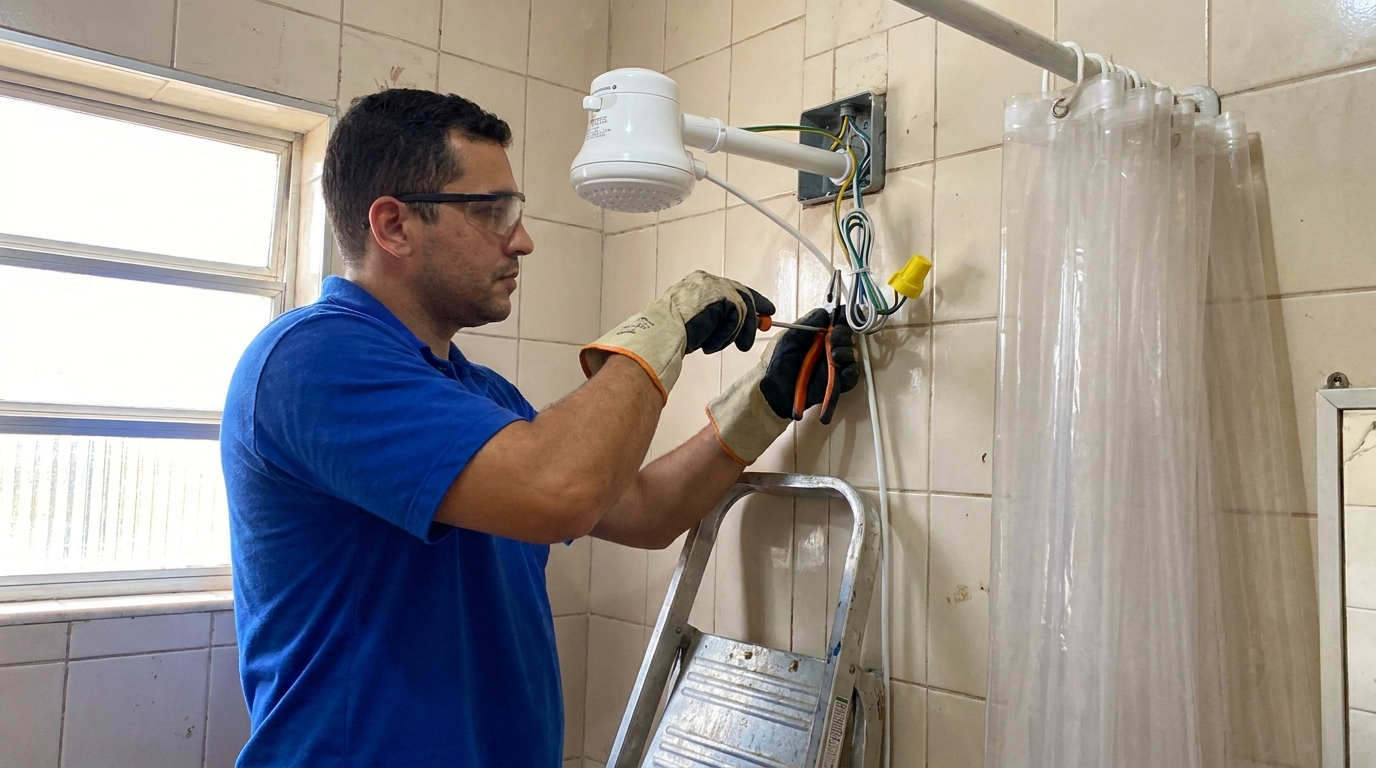 Instalacao de chuveiro eletrico residencial em Taubaté‑SP
